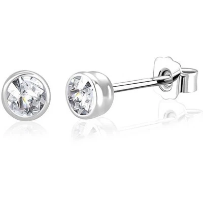 Orecchini punto luce cipollina mm 4 in argento 925 con zirconi bianchi - Immagine 1 di 2