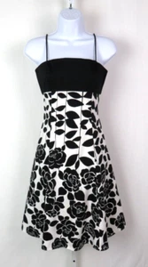 VTG 90s DRESS NINE WEST BLACK FLORAL FIT & FLARE DRESS SZ 4 SPRING SUMMER PARTY - Picture 1 of 12