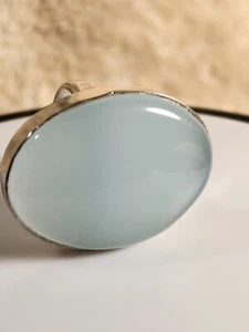 Sterling silver 925 overlay & large Chalcedony Ladies Ring - Picture 1 of 11