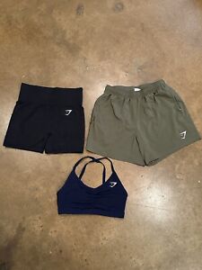 Women’s GYMSHARK Lot Of 3 Shorts & Sports Bra Size Small