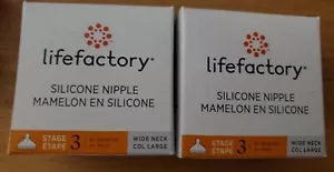 Lifefactory BPA-Free Stage 3 Wide Neck (6+ Months) Silicone Nipples 2-Pk LG8636 - Picture 1 of 2
