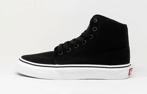 VANS 106 Hi Shoes Black White Canvas Youths Big Girls Boys Skate Sneakers - Picture 1 of 6