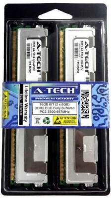 16GB Kit 2x 8GB PC2-5300 Server ECC FB-DIMM 240-Pin DDR2 667MHz Memory RAM 5300F - Image 1 of 2