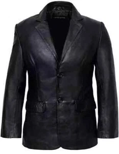 Blazer Moderno Nuevo Para Hombre Cuero de Cordero Negro 100% Cuero Suave Puro Blazer - Imagen 1 de 9