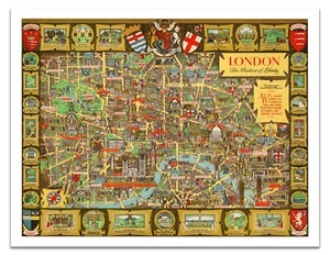Mapa de Londres - "El Bastión de la Libertad" - Reimpresión Pictórica Histórica Póster Artístico - Imagen 1 de 4