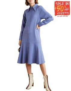 RRP€610 TIBI Shirt Dress US4 UK8 IT40 S Flounce Hem Long Sleeve Regular Collar - Picture 1 of 7