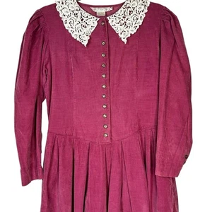 All Week Long Corduroy Dress Cranberry Pink Size 4 Cottagecore Maxi - Picture 1 of 13