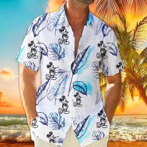 Disney Mickey Mouse hawaiian shirt goofy pluto men s shirt tropical tree - Picture 1 of 3