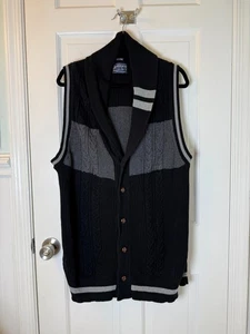 American Rag Cie Men's Sweater Grey & Black Sweater Vest with Wood Buttons XXL - Picture 1 of 12