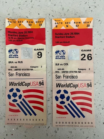 1994 World Cup Soccer Ticket Stub Lot Cover