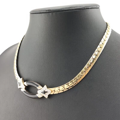 ⭐ Pierre Lang Halskette Collier Anhänger Strick Kette Perle Magnet Gold Go 90 ⭐ - Bild 1 von 4