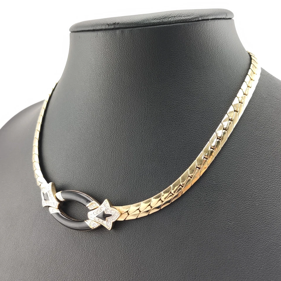 ⭐ Pierre Lang Halskette Collier Anhänger Strick Kette Perle Magnet Gold Go 90 ⭐ - Bild 1 von 4