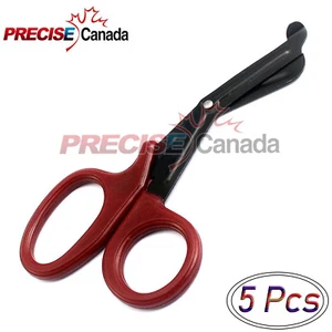 SET OF 5 Maroon Fluoride Coated Trauma Paramedic EMT Shears Scissors 7.5" - Picture 1 of 2