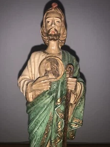 Estatua religiosa vintage tiza Sagrado Corazón San Judas 10 pulgadas - Imagen 1 de 10