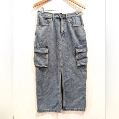 ИСКРЕННЕ JULES синий джинсовой ткани карго карманы джинсы макси юбка размер 7/27 - Изображение 1 из 4