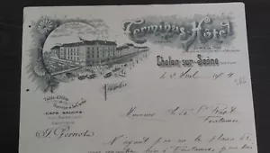 71 CHALON-SUR-SAONE BEAUTIFUL ENTETE TERMINUS-HOTEL APRIL 1904 - Picture 1 of 2