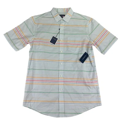 Club Room Mens Sail Stripe Poplin Short Sleeve Button Down Shirt Multicolor S - Image 1 of 4