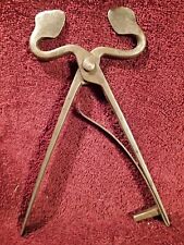 ANTIQUE 1800-s HANDFORGED SPRING LOADED SUGAR NIPPERS TONGS SWEDEN SWEDISH