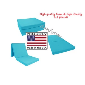 Turquoise Shikibuton Trifold Foam Bed 3x27x75, Foam Density 1.8 lbs Folding Beds - Picture 1 of 1