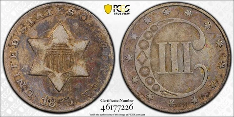 1853 P PCGS F15 | Three Cent Silver Trime - 3c US Coin #41607A Cover