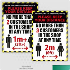 No More Than X Customers in Shop at Any Time Social Distancing Window Stickers