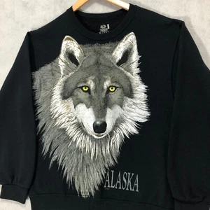 Alaska Wolf Graphic Print Crewneck Sweatshirt Fruit Of The Loom Size Medium - Picture 1 of 7