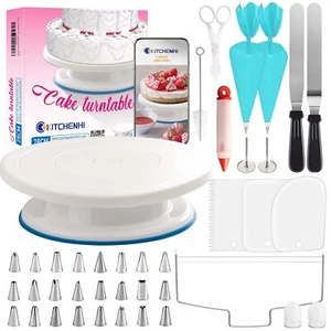 2025 New Cake Turntable Decorating Kit - 11" Stand + 39pc Tools for Baking - Picture 1 of 10