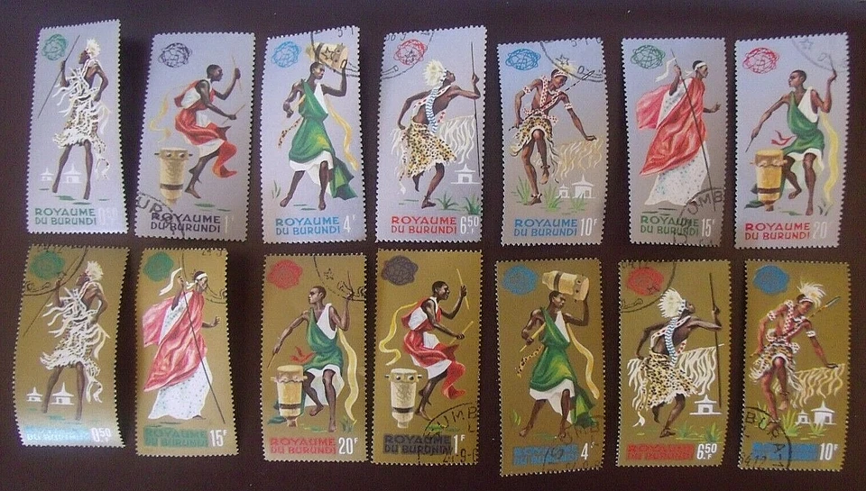 Burundi Stamps - 1964-1966 Silver and Gold sets, Costumes and dance   Lot#2067 - Image 1 of 1