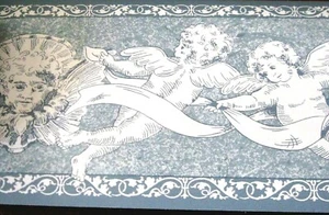 Wallpaper Border Cherubs Angels Blue White Wall EH00169 NIP Scroll Swirl NiP - Picture 1 of 3