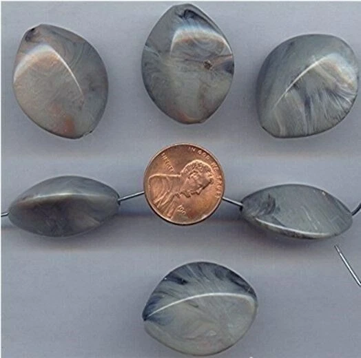 144 PIEZAS CUENTAS VINTAGE JAPÓN GRIS MÁRMOL PÉTALO 28x25mm g124 Foto 1 de 1