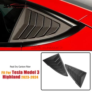 Carbon Fiber Rear Side Window Louvers for Tesla 2024+ Model 3 Highland Matte - Foto 1 di 6