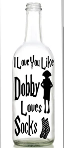 Calcomanía de vinilo pegatina para botella de vino Harry Potter te amo calcetines dobby  - Imagen 1 de 3