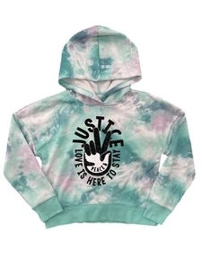 Justice Girls Green Tie Dye Love Is Here To Stay Semi Crop Sweatshirt - Picture 1 of 1