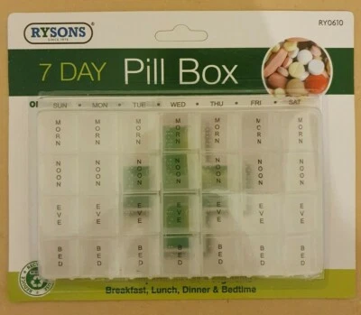 Pillen Box Medizin Tablette 7 Tage Organizer Morgen Abend Abendessen Schlafenszeit Reise