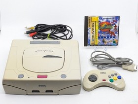 Sega Saturn White HST-3220 NTSC-J Japan Tested w/ Controller + DecAthlete