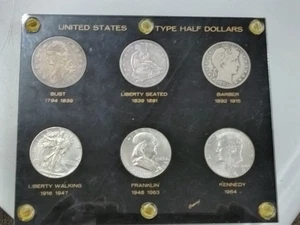 United States 6 Coin Silver Half Dollar Set In Vintage Capitol Holder - Picture 1 of 15