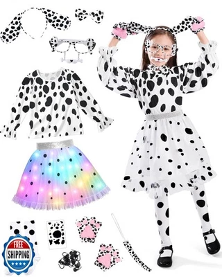 JoltMemori Toddler Halloween Dalmatian Costume Kids with Light Up Tutu Dress  - Image 1 of 4