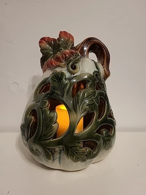 Cerámica Otoño Multicolor Calabaza Calabaza Decoración A Batería Vela Temporizador Luz Foto 1 de 4
