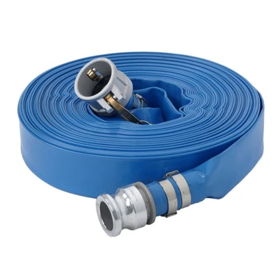 Manguera de descarga de riego de PVC de 1-1/2" x 100 pies con conectores de aluminio para piscinas Foto 1 de 4