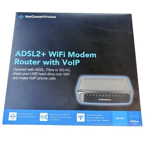 NetComm Wireless NB16WV ADSL2+ WiFi Modem Router with VoIP 300Mbps 4-Port LAN - Picture 1 of 14