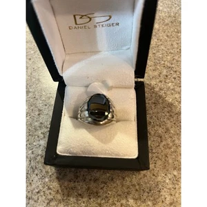 Southwest Sterling Silver & Hematite Mens Ring Size 12 Chunky - Picture 1 of 4