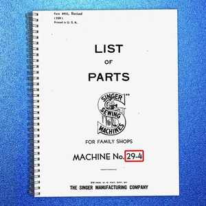 SINGER 29-4 Parts List, Diagrams, Order Detail (NOT User Manual ) – Binding - Picture 1 of 8