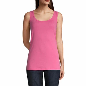 St. John's Bay Women's Scoop Neck Tank Top Size Small Pink Mambo 100% Cotton - Picture 1 of 2