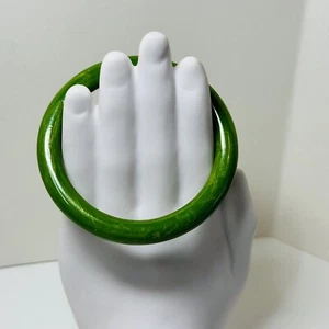Bracciale Bracciale Vintage Verde & Giallo Turbine Bachelite Marmorizzato anni '40 - Foto 1 di 3