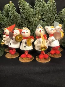 Vintage Weihnachten ~ 6 Putz Pixies marschierendes Weihnachtsband ~ Karton Baumwolle Japan - Bild 1 von 18