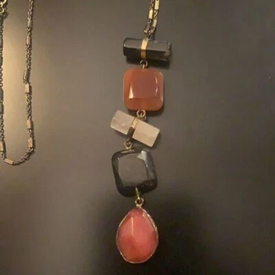 Collar Boho Loft Piedra Apilada Dorado Naranja Negro Foto 1 de 4