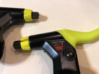 NOS Dia-Compe X-1 'Short Stop' day-glo yellow brake levers 22.2mm - Изображение 1 из 4