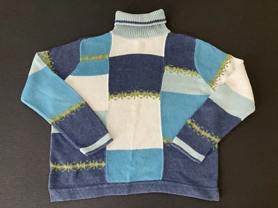 Vintage 90s Crazy Horse by Liz Claiborne Patchwork Turtleneck Sweater Size L  - Image 1 of 4
