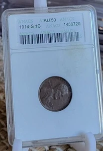 1914-S Lincoln Cent ANACS AU50 - Picture 1 of 2