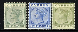 CYPRUS QV 1892-94 A Die II Watermark Crown CA Group SG 31 SG 34 & SG 35 MINT - Picture 1 of 2